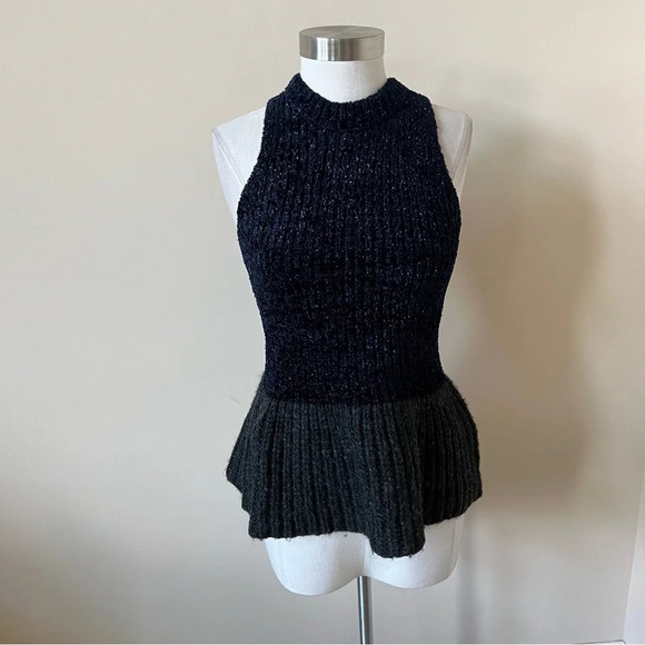 3.1 Philip Lim Metallic Peplum sweater top 17828 - Picture 2 of 8